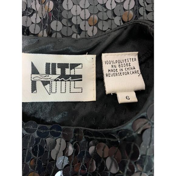 Size 6 Nite Line Vintage 1990s Black Sequin Dress Sheath Waist Drape - Picture 9 of 9